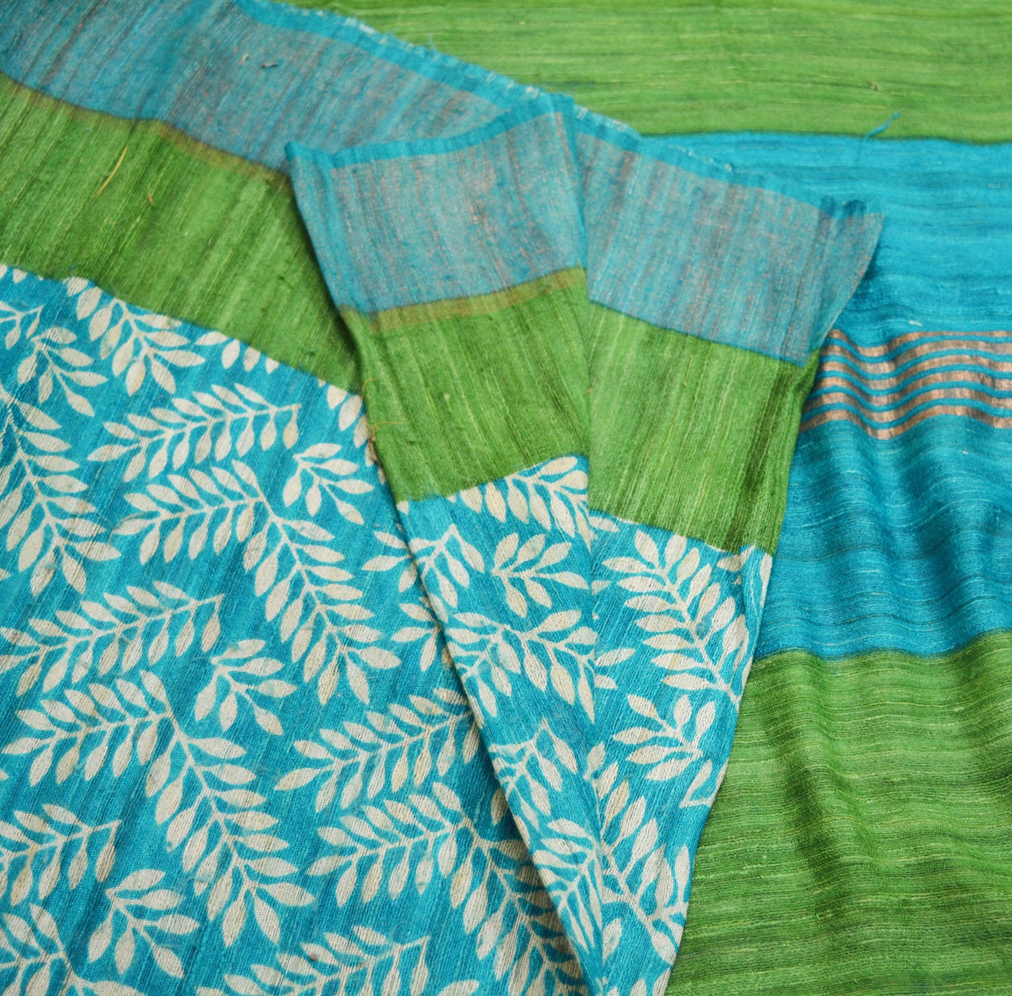 Indian Vintage Heavy Blue Saree Pure Khadi Silk Handloom Indian Sari Craft Fabric 5yard Ethnic Wear Sari