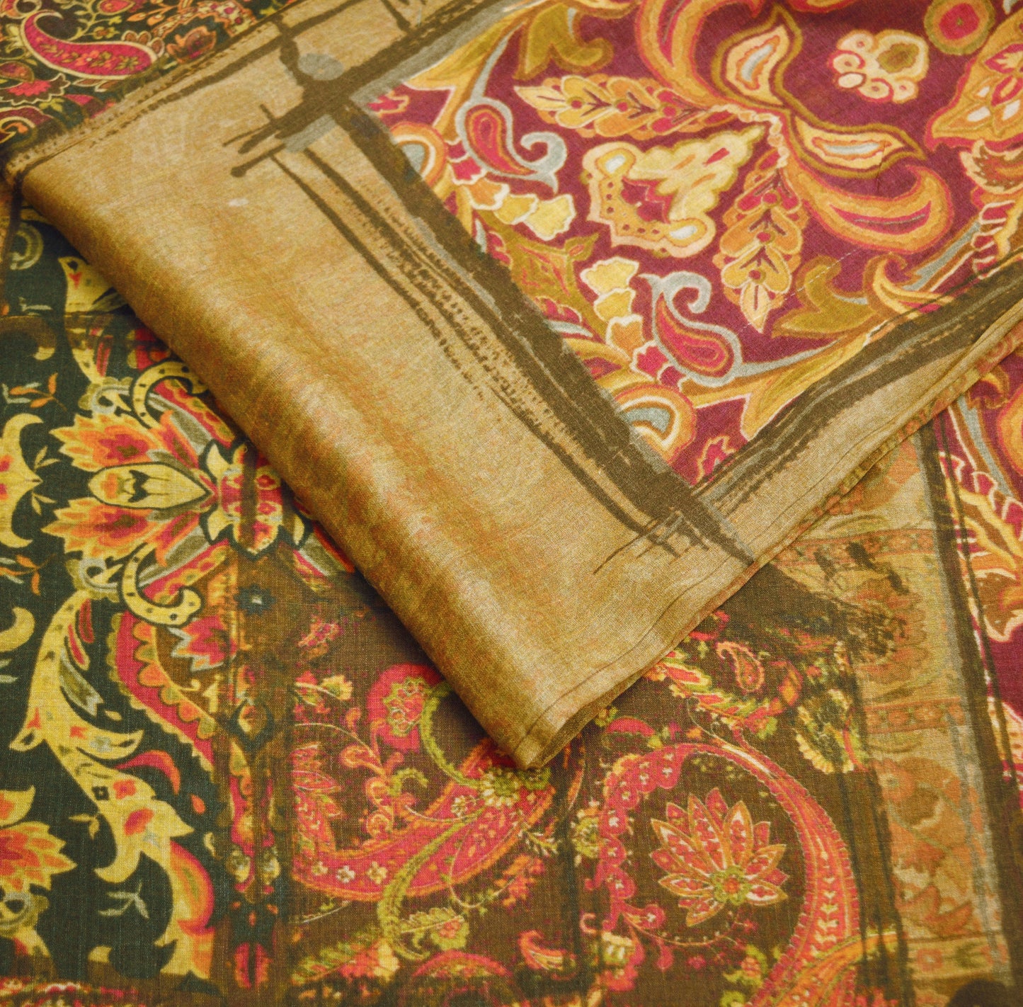 Indian Vintage Saree Pure Khadi Silk Handloom Digital Printed Indian Sari Fabric 5yard Ethnic Wear Sari Floral