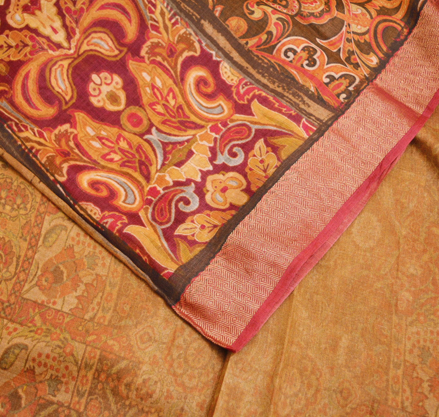 Indian Vintage Saree Pure Khadi Silk Handloom Digital Printed Indian Sari Fabric 5yard Ethnic Wear Sari Floral