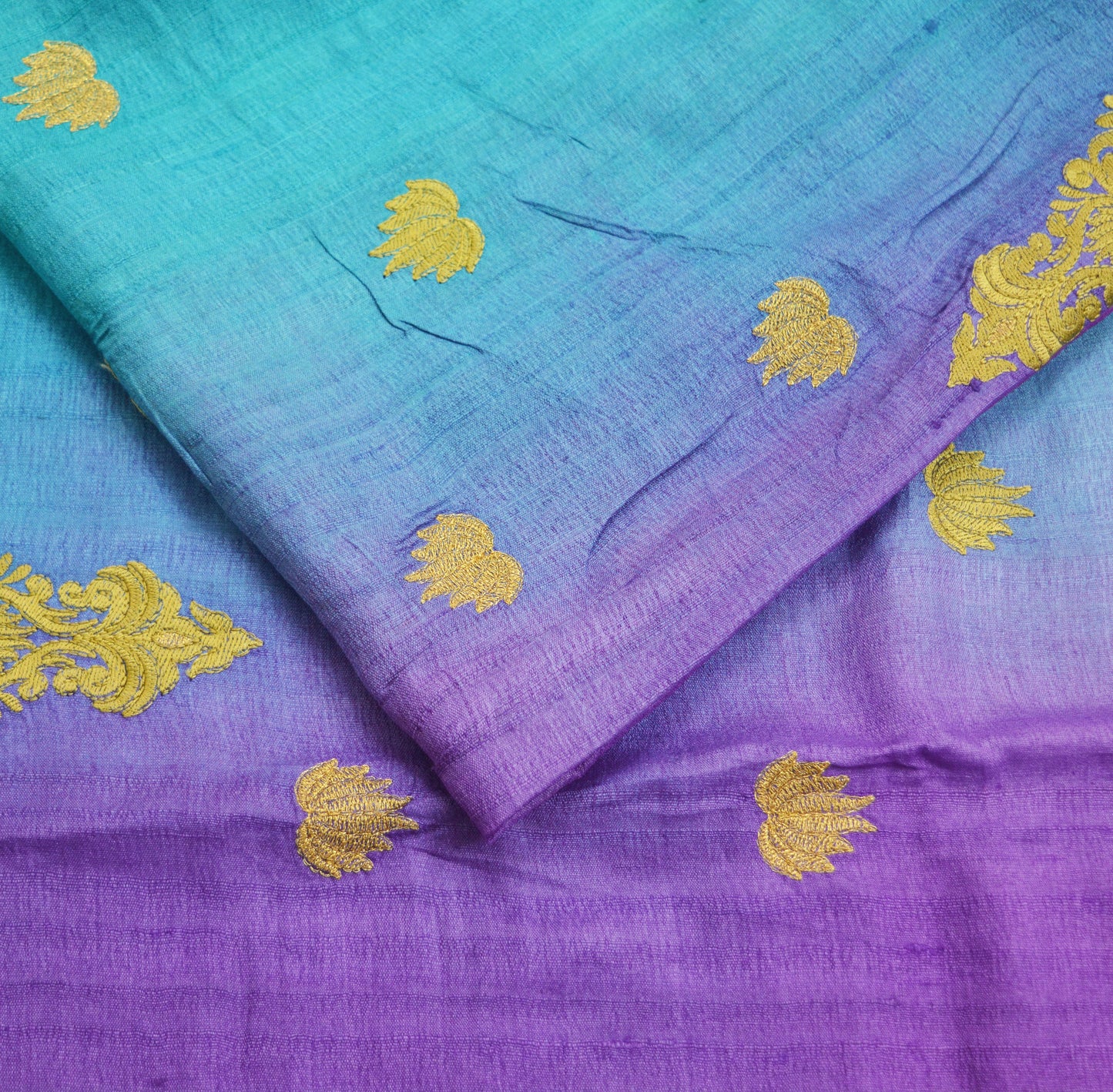 Indian Vintage Purple & Green Saree Pure Khadi Silk Handloom Hand Beaded Indian Sari Fabric 5yard Ethnic Zari