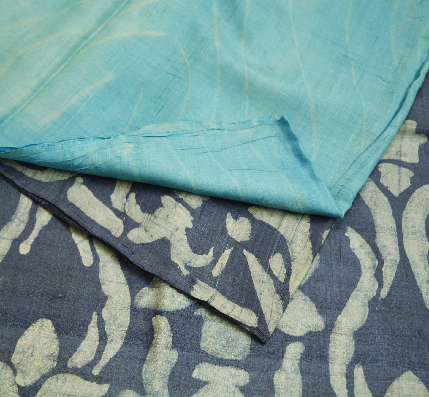 Indian Vintage Blue Saree Pure Khadi Silk Handloom Woven Indian Sari Fabric 5yard Ethnic Wear Fringes