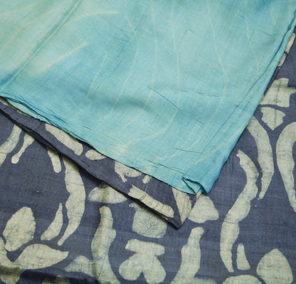 Indian Vintage Blue Saree Pure Khadi Silk Handloom Woven Indian Sari Fabric 5yard Ethnic Wear Fringes