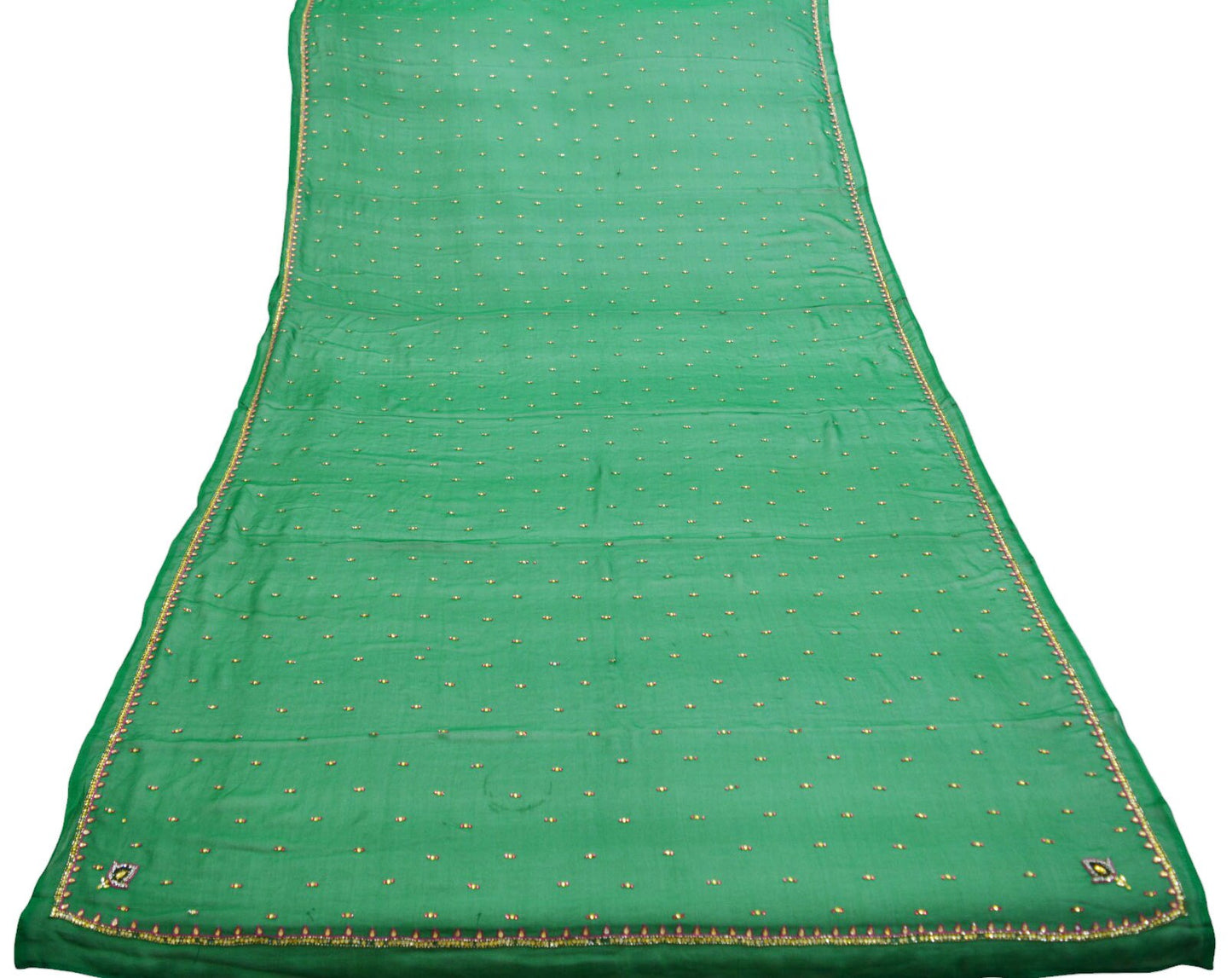 Indian Vintage Green Dupatta Pure Georgette silk Long Stole Hand Embroidered Scarves Stole Veil Wrap