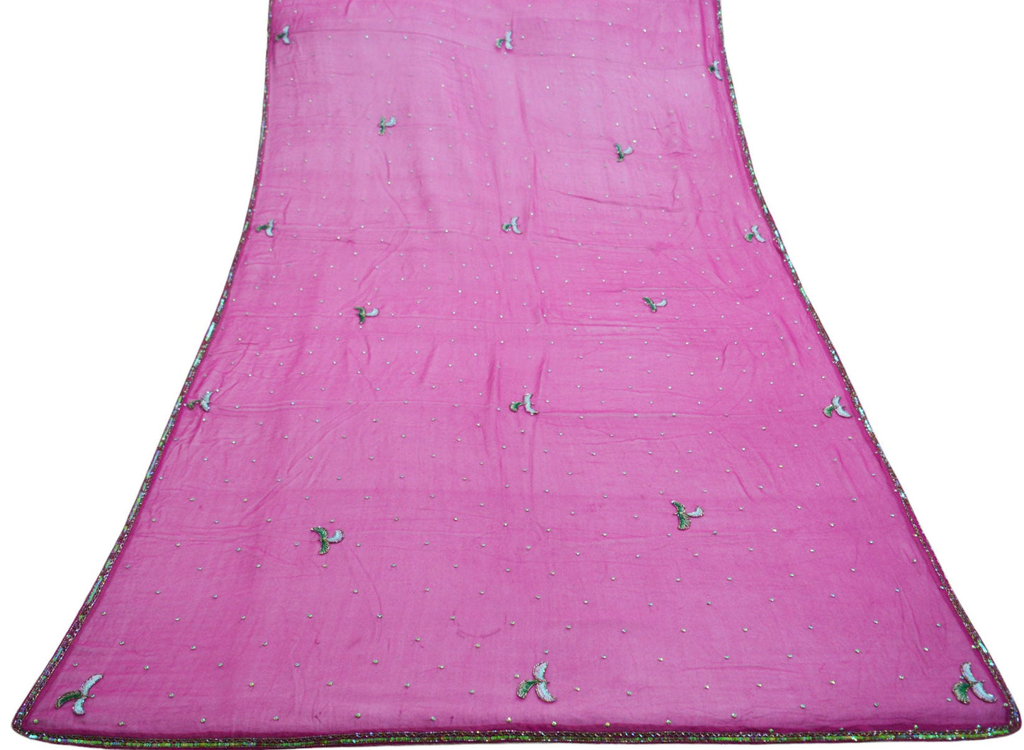 Indian Vintage Purple Dupatta Pure Georgette silk Long Stole Hand Embroidered Scarves Stole Veil Wrap Sequins