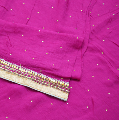 Indian Vintage Pink Dupatta Pure silk Long Stole Hand Embroidered Scarves Floral Design Stole Veil Wrap Zari Zardozi