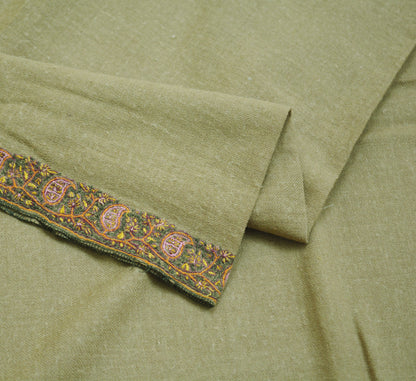 Vintage Brown Pure Woolen Shawl Handmade Suzani Long Throw Stole Warm Stole Floral Design