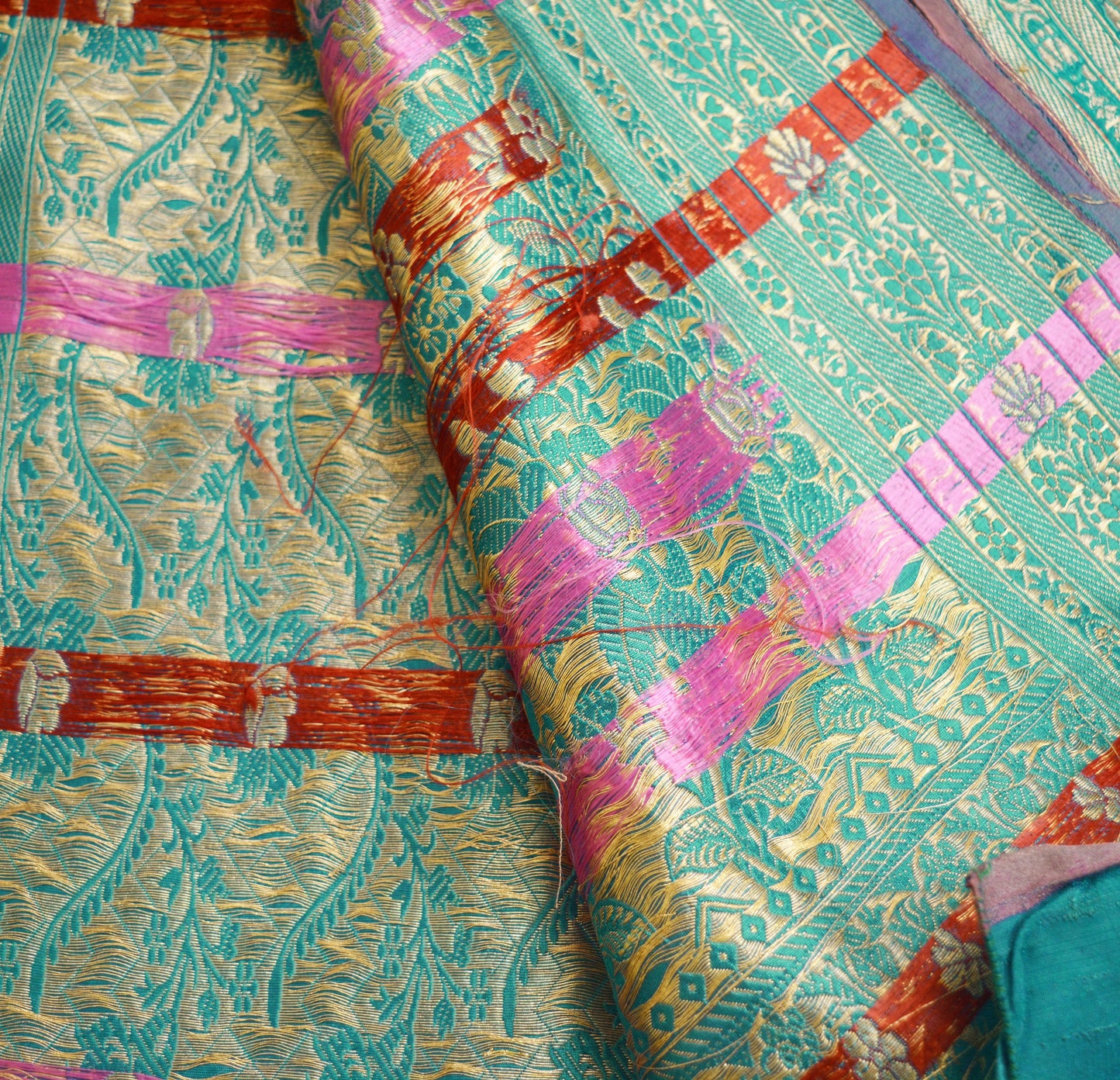 Indian Vintage Sari Blue Heavy Wedding Art Silk Woven Banarasi Brocade Saree  Ethnic Golden Zari 5Yd