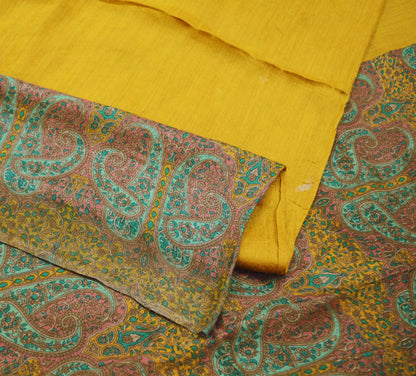 Vintage Saffron Heavy Saree Pure Woolen Woven Printed Indian Sari Soft Warm Fabric 5Yard Floral Fringes On pallu