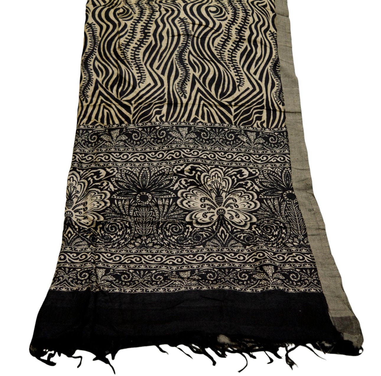 Vintage Long Stole Pure Woolen Scarf Printed Dupatta Infinity Scarves Sarong Wrap Veil Woman Hijab Shawl Craft Fabric