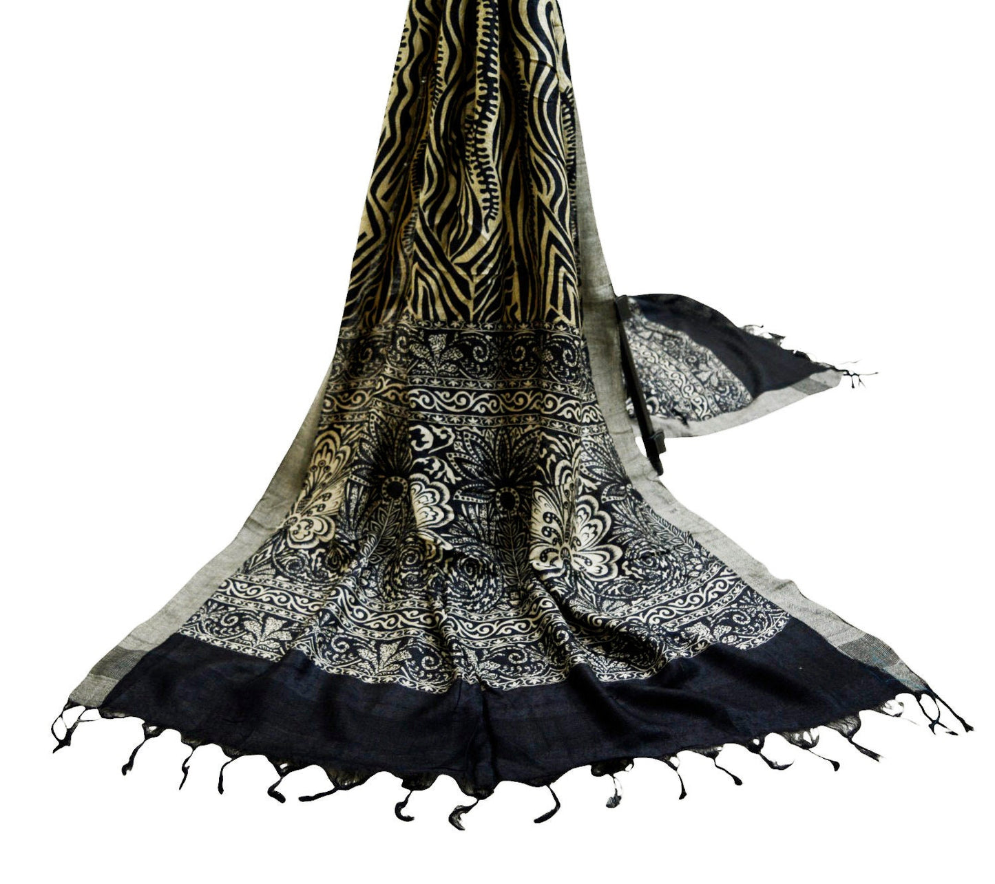 Vintage Long Stole Pure Woolen Scarf Printed Dupatta Infinity Scarves Sarong Wrap Veil Woman Hijab Shawl Craft Fabric