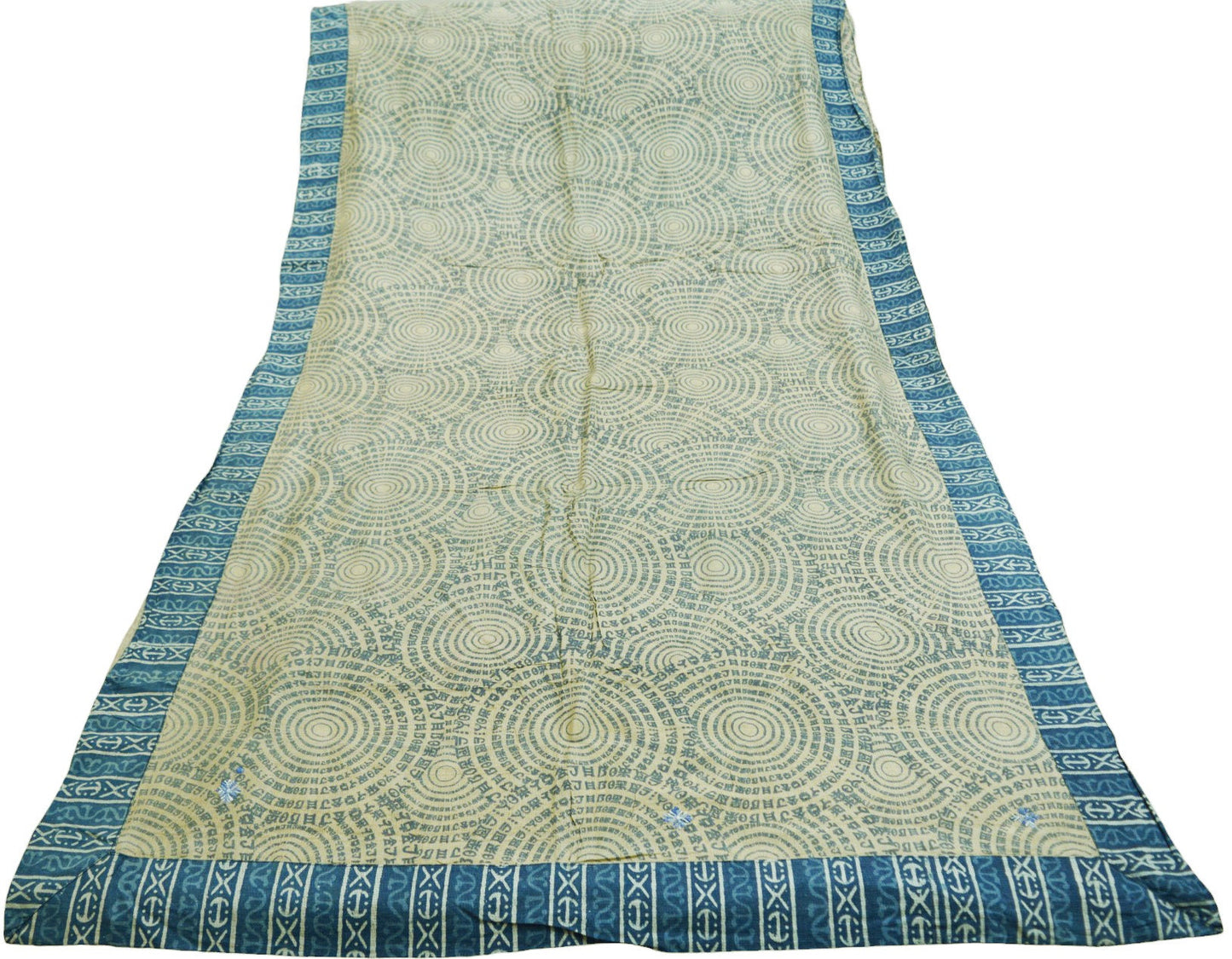 Indian Vintage Beige Saree Pure Khadi Silk Handloom Printed Indian Sari Fabric 5yard Ethnic Wear Sari Floral