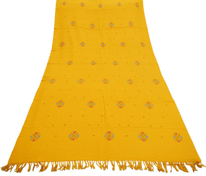 Vintage Mustard Pure Woolen Handmade Kullu Shawl Woven work Long Throw Stole Warm Stole Warm Fringes