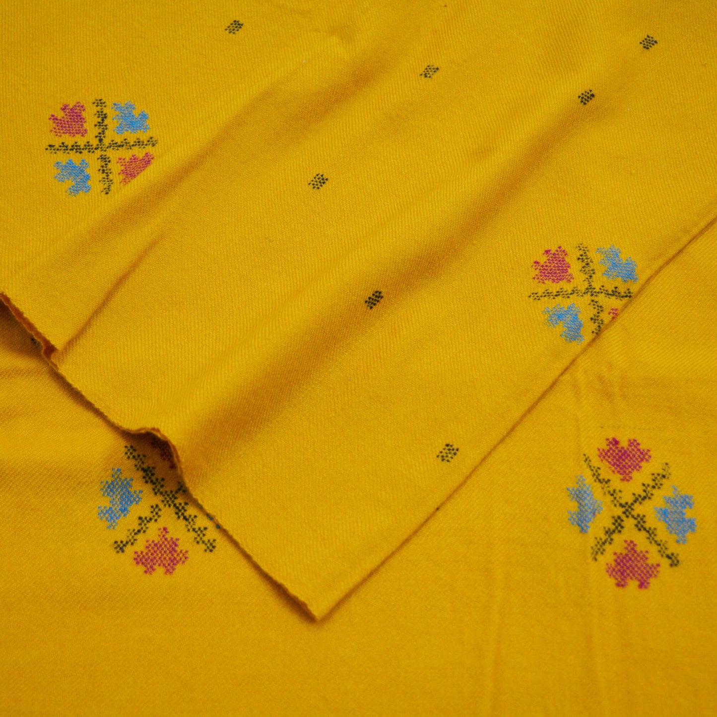 Vintage Mustard Pure Woolen Handmade Kullu Shawl Woven work Long Throw Stole Warm Stole Warm Fringes