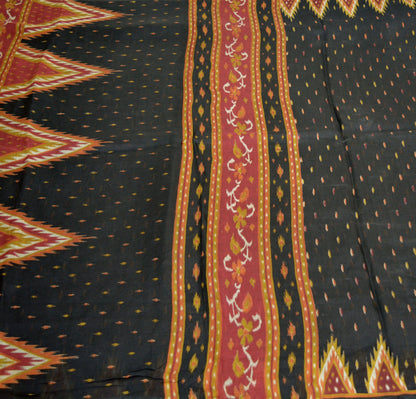 Indian Vintage Sari Black  100% Pure Silk Printed Saree 5yard Sewing Craft Fabric DressMaking Soft Floral