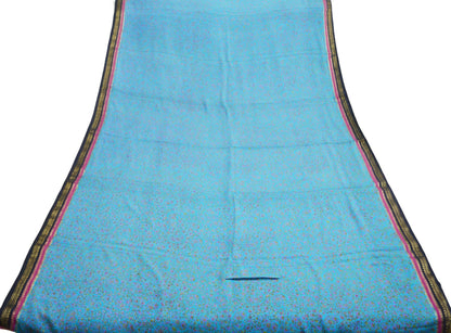 Indian Vintage Sari Pink & Blue 100% Pure Silk Printed Saree Fabric 5yard Sewing Craft DressMaking  Soft Zari