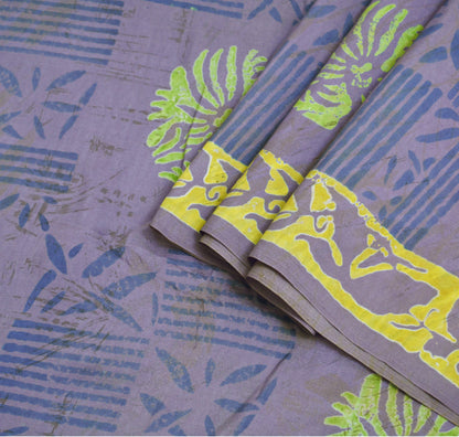 Indian Vintage Sari Purple & Blue Pure Silk Printed Saree Fabric 6yd Sewing Craft Fabric DressMaking Floral