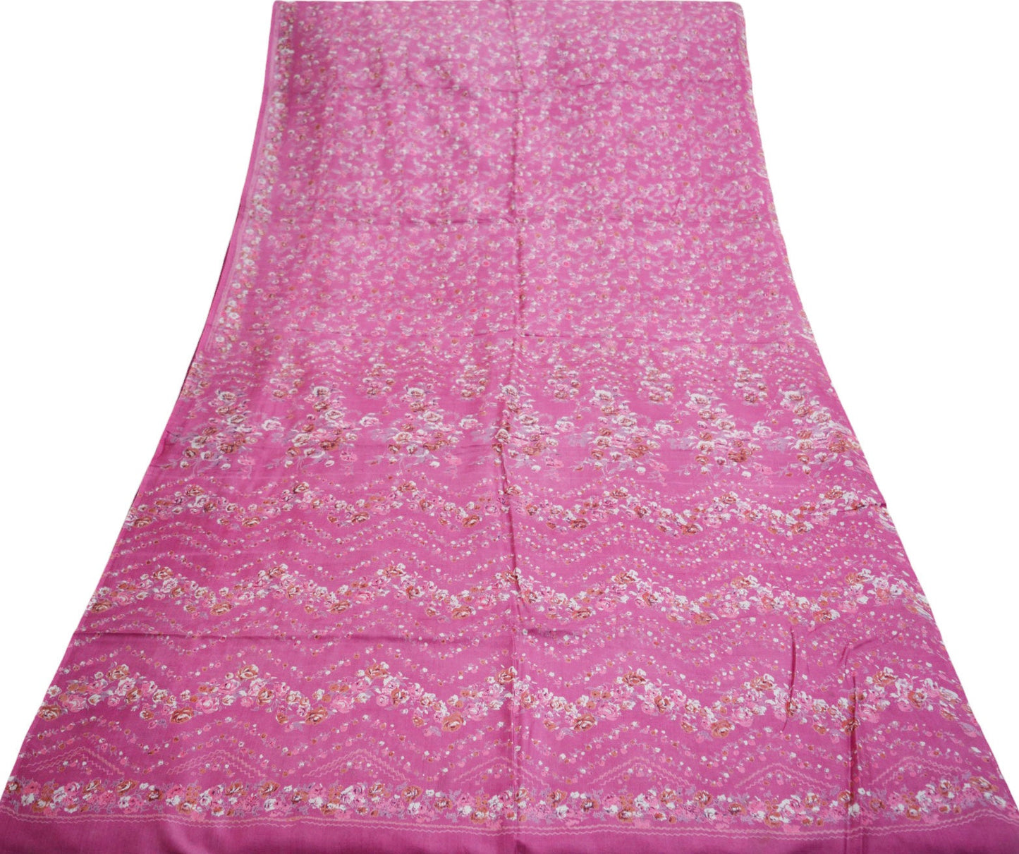 Indian Vintage Sari Pink Pure Silk Printed Saree Fabric 5yard Sewing Craft Fabric DressMaking Soft Wrap Floral