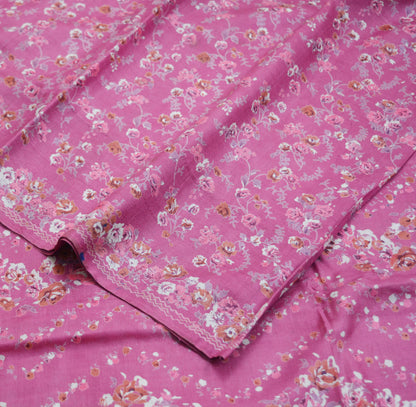 Indian Vintage Sari Pink Pure Silk Printed Saree Fabric 5yard Sewing Craft Fabric DressMaking Soft Wrap Floral