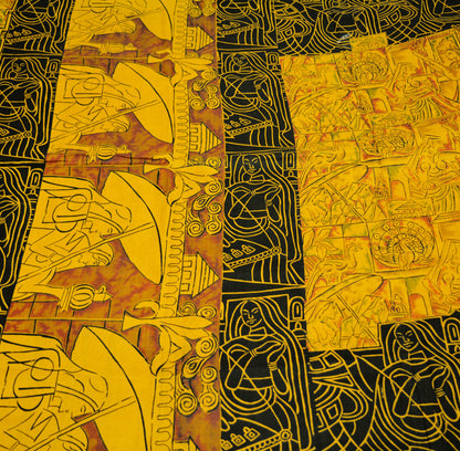 Indian Vintage Sari Yellow 100% Pure Silk Printed Sarees Fabric 5yard Sewing Floral Paisley Soft Craft Fabric Humans