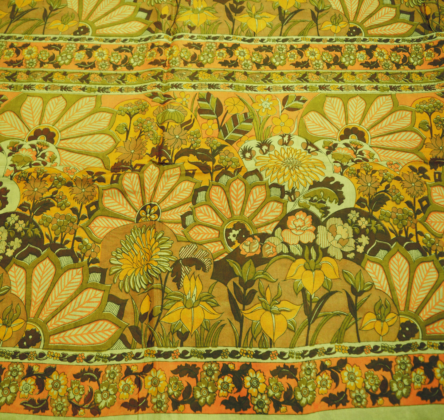 Indian Vintage Sari Green 100% Pure Silk Printed Sarees Fabric 6yd Sewing Craft Fabric DressMaking  Soft Wrap