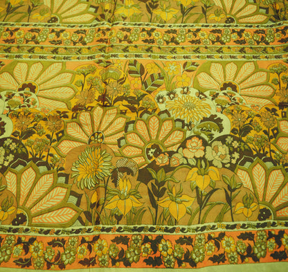 Indian Vintage Sari Green 100% Pure Silk Printed Sarees Fabric 6yd Sewing Craft Fabric DressMaking  Soft Wrap