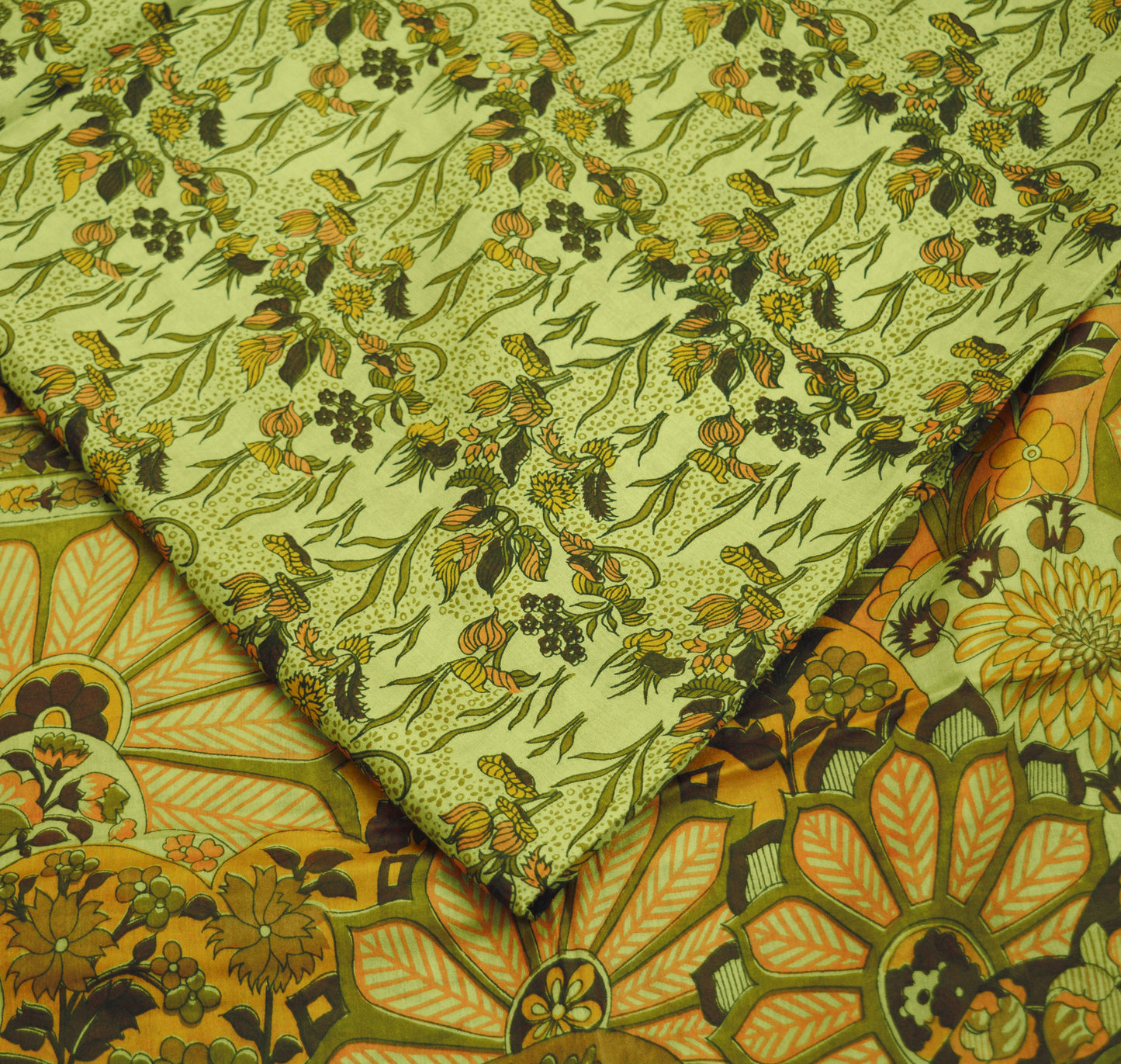 Indian Vintage Sari Green 100% Pure Silk Printed Sarees Fabric 6yd Sewing Craft Fabric DressMaking  Soft Wrap