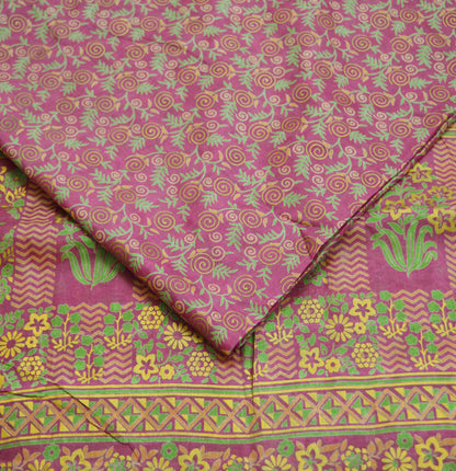 Indian Vintage Sari Pink 100% Pure Silk Painted/Printed Sarees Fabric 5yard Sewing Craft Fabric DressMaking  Soft Wrap