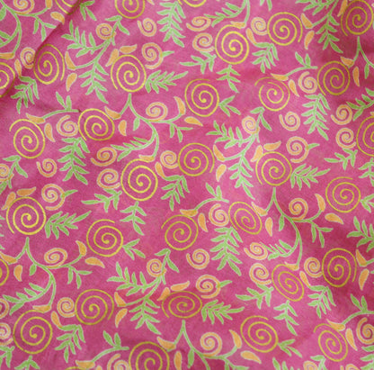 Indian Vintage Sari Pink 100% Pure Silk Painted/Printed Sarees Fabric 5yard Sewing Craft Fabric DressMaking  Soft Wrap