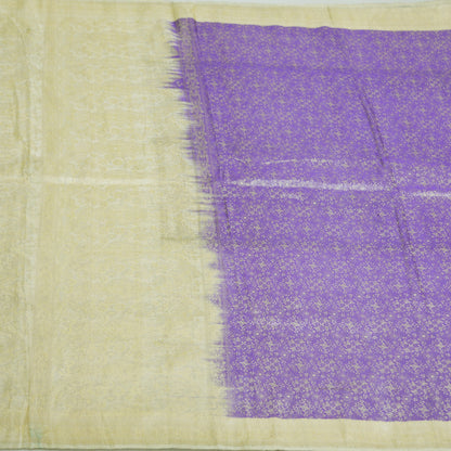 Indian Vintage Sari Purple Heavy Pure Silk Hand Woven Brocade Saree Ethnic Wear 5Yard Paisley Design