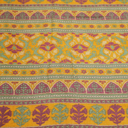 Vintage Heavy Saree Pure Woolen Woven Printed Indian Sari Soft Warm Fabric 5Yard Floral Woven Border