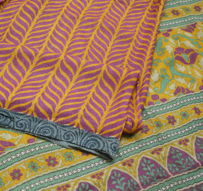 Vintage Heavy Saree Pure Woolen Woven Printed Indian Sari Soft Warm Fabric 5Yard Floral Woven Border