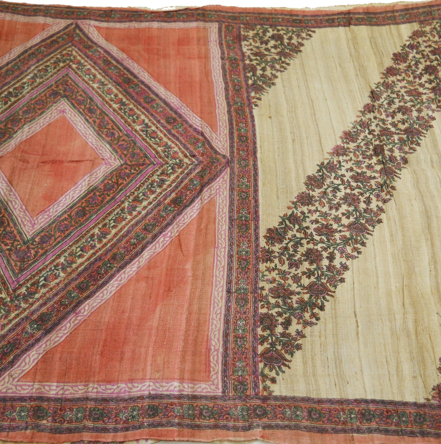 Indian Vintage Heavy Beige & Rusty Saree Pure Khadi Silk Handloom Indian Sari Craft Fabric 5yard Ethnic Wear Sari