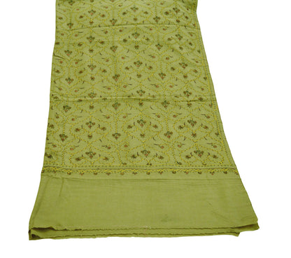 Vintage Green Shawl Pure Woolen Handmade Suzani Long Throw Stole Warm Stole Floral Design Soft