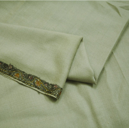 Vintage Gray Pure Woolen Shawl Handmade Suzani Long Throw Stole Warm Stole Floral Design