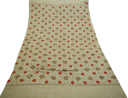 Vintage Gray Pure Woolen Shawl Handmade Embroidered Kantha Long Throw Stole Warm Stole ivory Floral Design