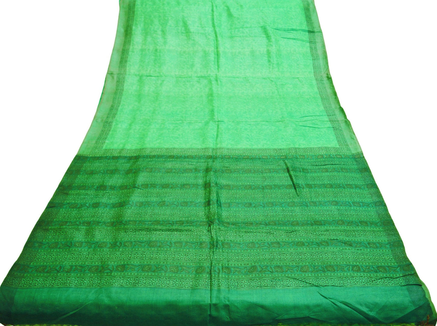 Indian Vintage Heavy Green Saree Pure Khadi Silk Handloom Indian Sari Craft Fabric 5yard Ethnic Wear Sari