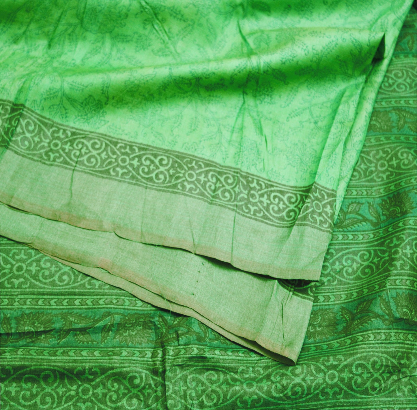 Indian Vintage Heavy Green Saree Pure Khadi Silk Handloom Indian Sari Craft Fabric 5yard Ethnic Wear Sari