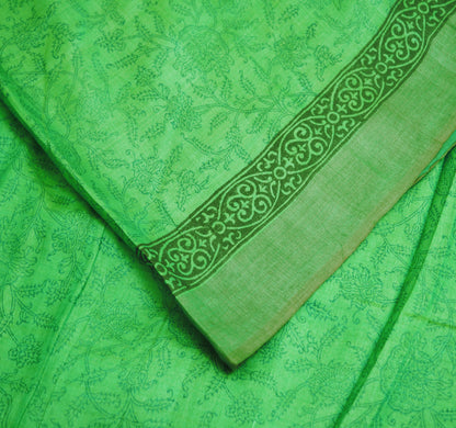 Indian Vintage Heavy Green Saree Pure Khadi Silk Handloom Indian Sari Craft Fabric 5yard Ethnic Wear Sari