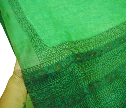 Indian Vintage Heavy Green Saree Pure Khadi Silk Handloom Indian Sari Craft Fabric 5yard Ethnic Wear Sari