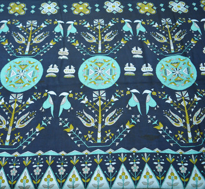 Indian Vintage Sari Blue Pure Silk Printed Saree Fabric 6yard Sewing Craft Fabric DressMaking Soft Wrap Floral