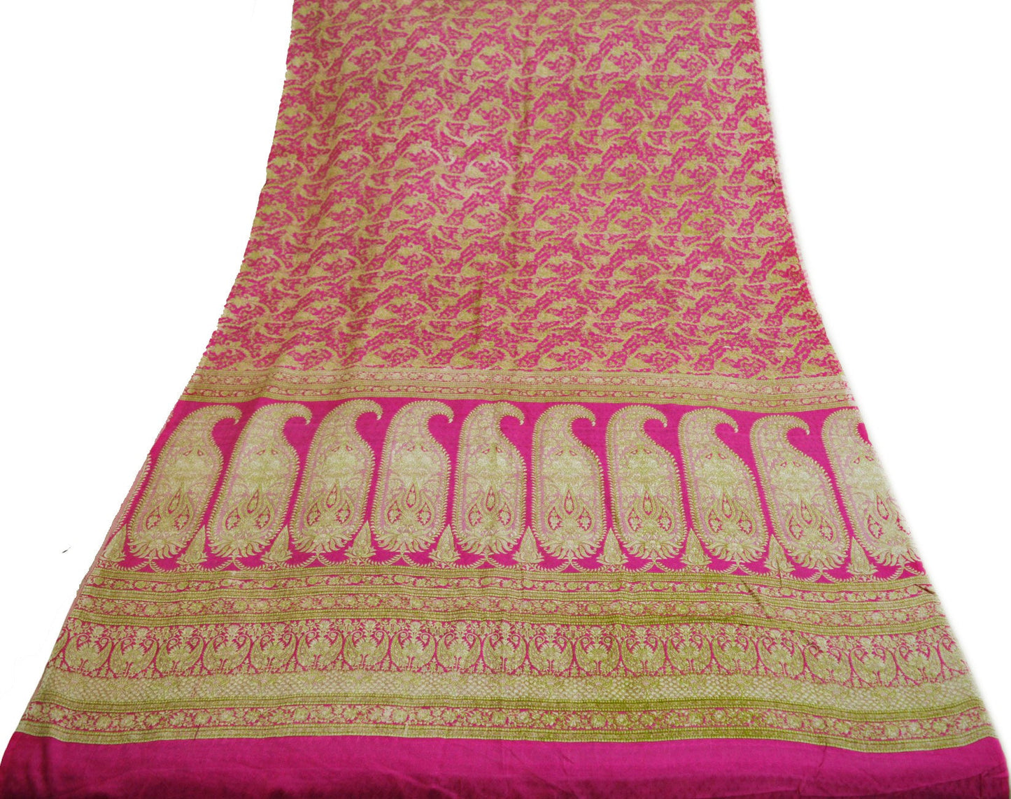 Indian Vintage Sari Pink Pure Silk Printed Saree Fabric 5yard Sewing Craft Fabric DressMaking Soft Wrap Floral