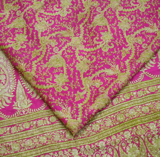 Indian Vintage Sari Pink Pure Silk Printed Saree Fabric 5yard Sewing Craft Fabric DressMaking Soft Wrap Floral