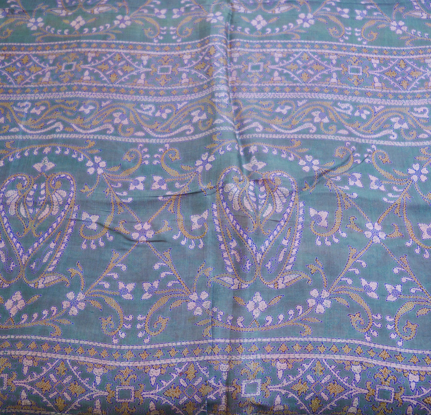 Indian Vintage Sari Gray & Pink 100% Pure Silk Printed Saree Fabric 5yard Sewing Craft DressMaking Floral