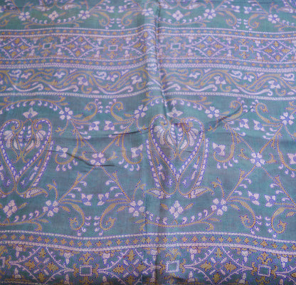 Indian Vintage Sari Gray & Pink 100% Pure Silk Printed Saree Fabric 5yard Sewing Craft DressMaking Floral