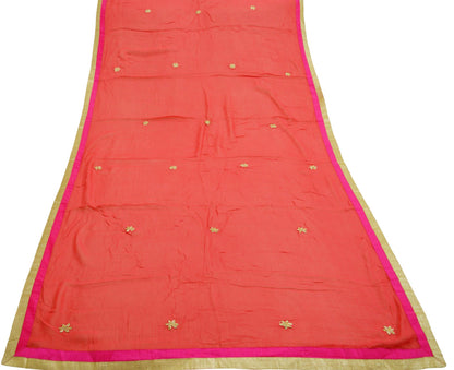 Indian Vintage Pink Dupatta Pure Georgette silk Long Stole Hand Embroidered Scarves Stole Veil Wrap Zari