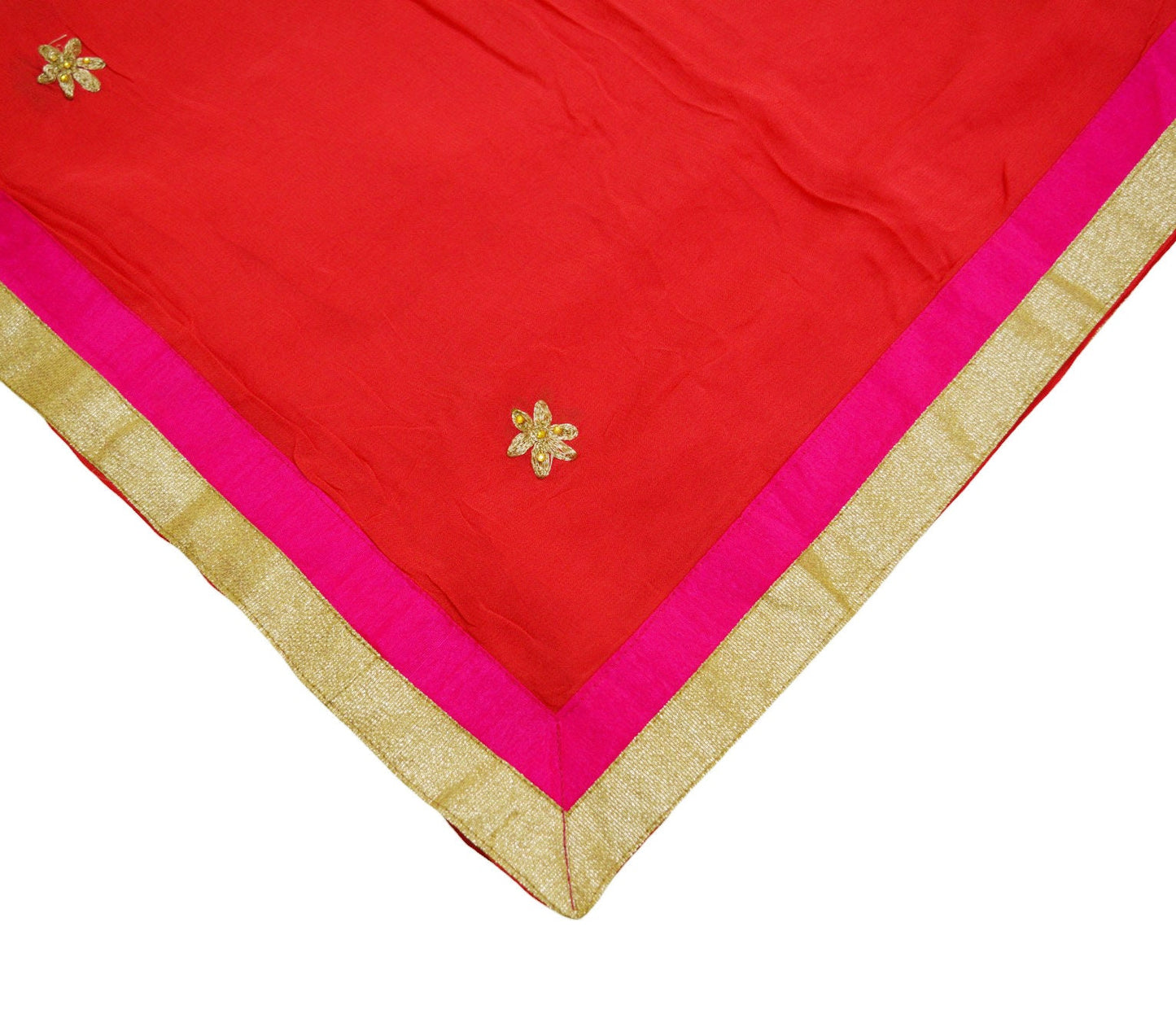 Indian Vintage Pink Dupatta Pure Georgette silk Long Stole Hand Embroidered Scarves Stole Veil Wrap Zari