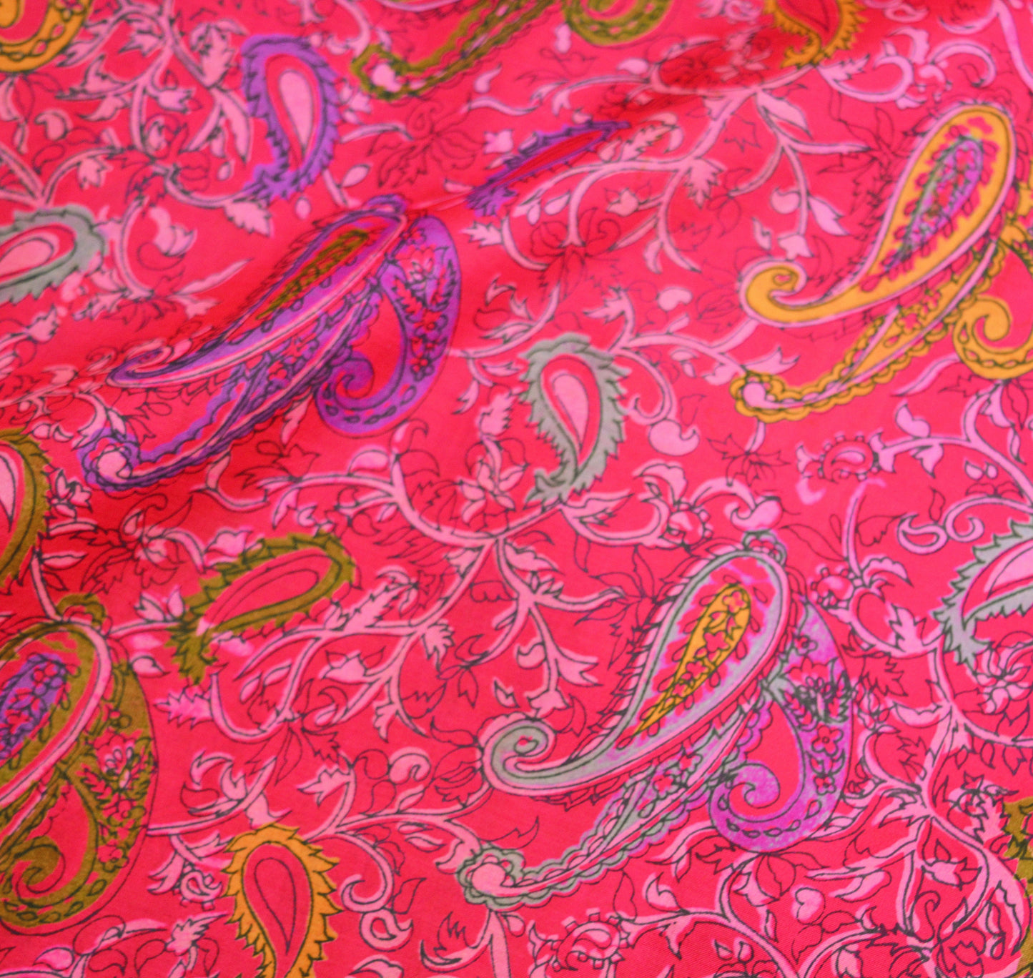 Indian Vintage Sari Pink & Green 100% Pure Silk Printed Saree 6yard Sewing Craft Fabric DressMaking Soft Golden Zari