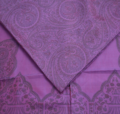 Indian Vintage Sari Purple Pure Silk Woven Printed Saree Craft Fabric 5yd Sewing DressMaking Soft Woven Border