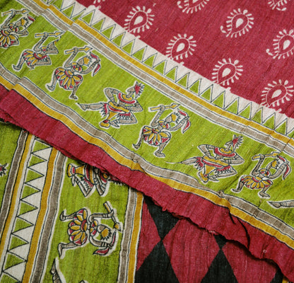 Indian Vintage Heavy Saree Pure Khadi Silk Handloom Indian Sari Craft Fabric 5yard Ethnic Wear Sari