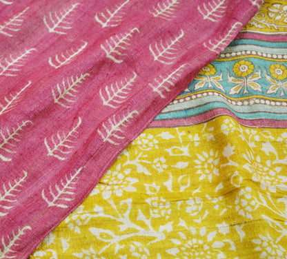 Indian Vintage Heavy Pink Saree Pure Khadi Silk Handloom Indian Sari Craft Fabric 5yard Ethnic Wear Sari